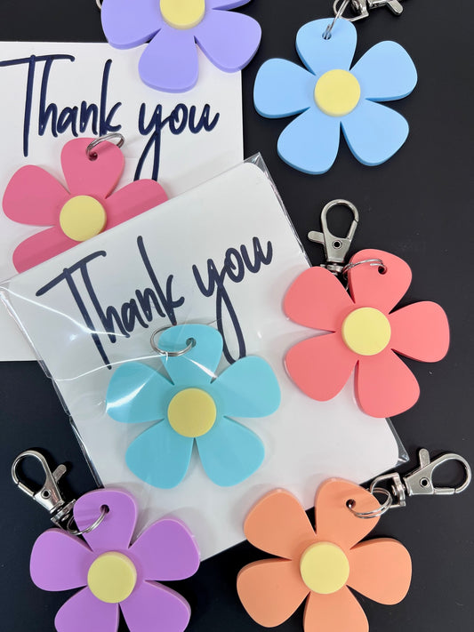 Flower 'Thank you' Pastel Keyring