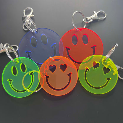 Smiley Neon Emoji Keyring